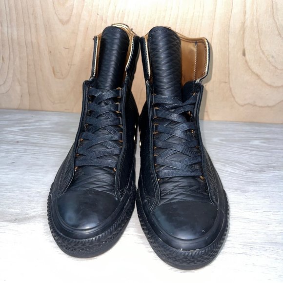 Converse Chuck Taylor CT All Star Alpha Hi Leather Black/Gold Women's 8.5 - Picture 2 of 10